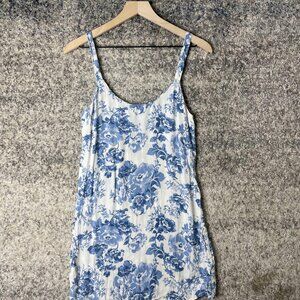 Reformation Dress Womens 4 White Blue‎ Floral Slip Mini Spaghetti Strap Sundress